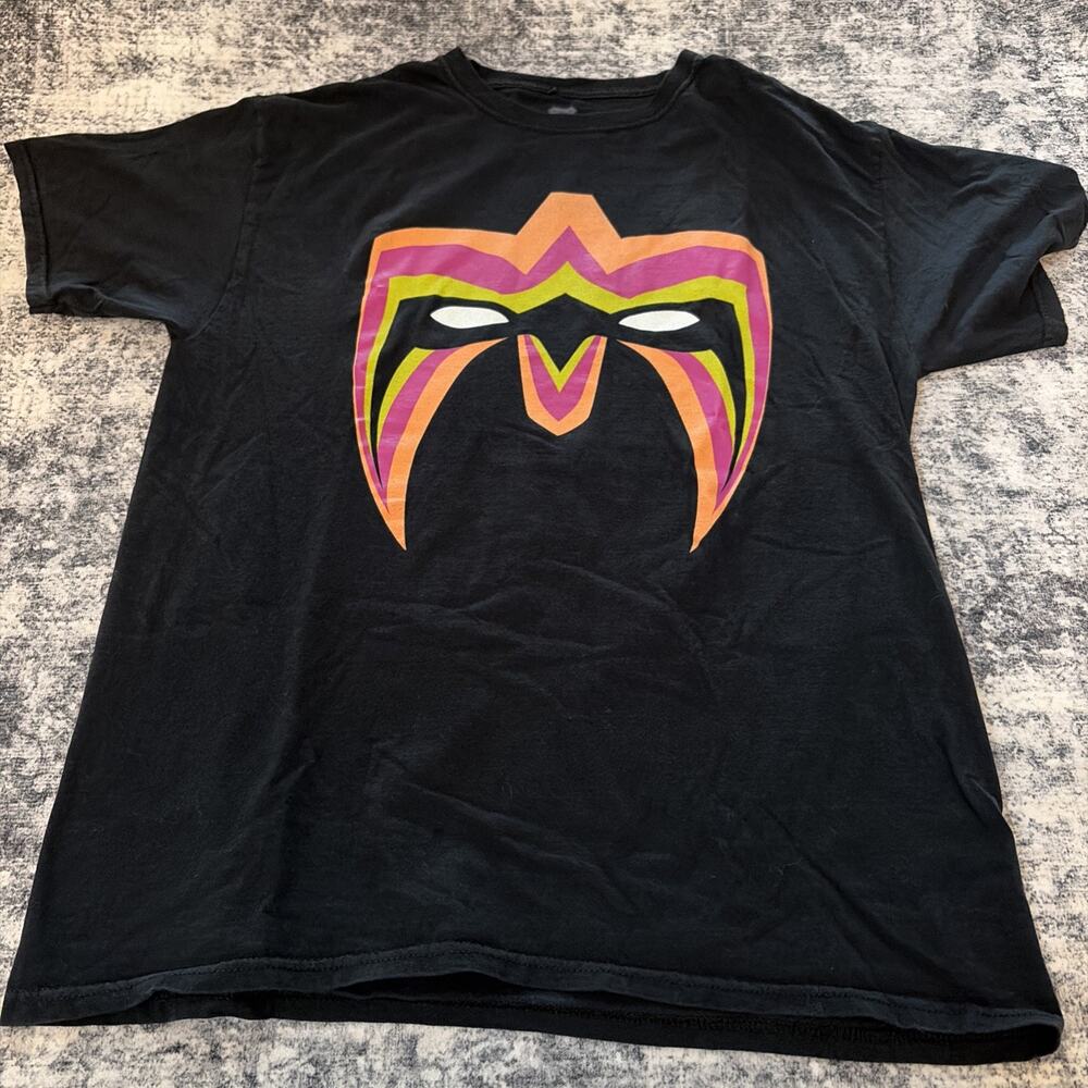 WWE Legends Black Sz Large Men's Shirt Ultimate Warrior Graphic Tee Short Sleeve